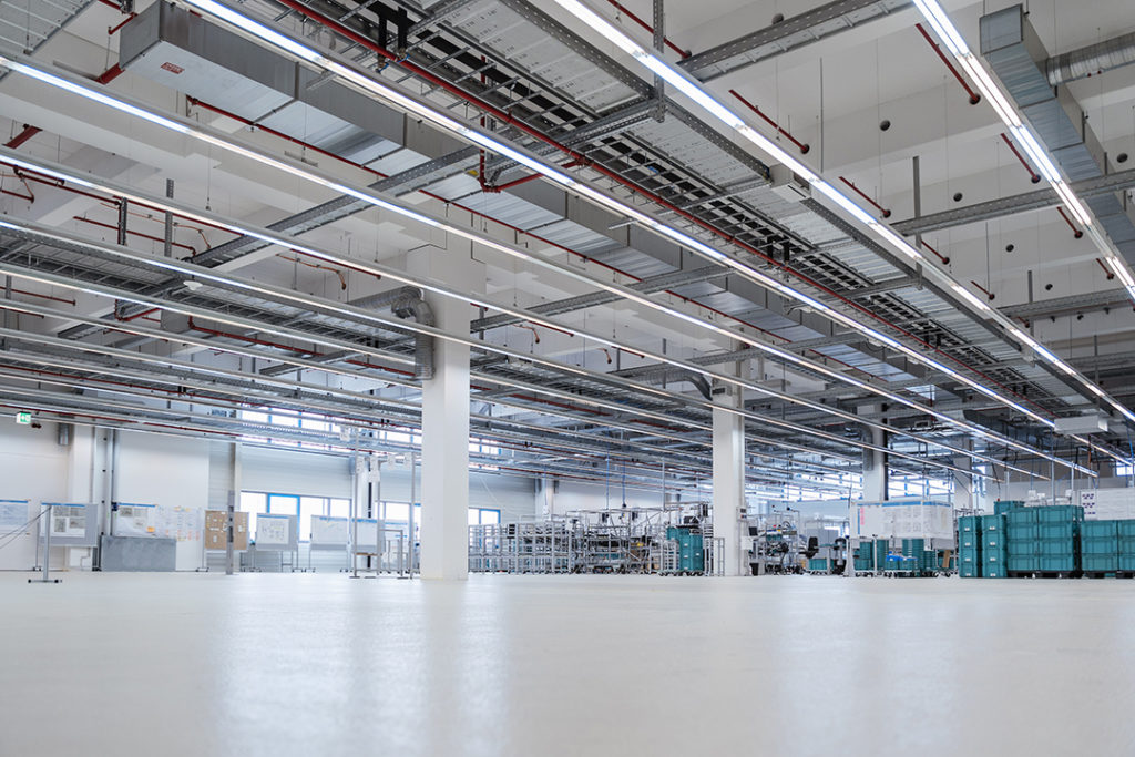 well-Illuminated warehouse of modern factory