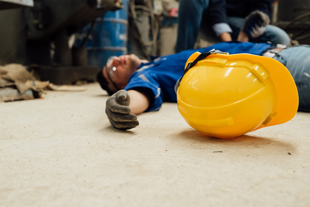 Industrial Worker Slipped and fell in an accident at factory due to work hazard