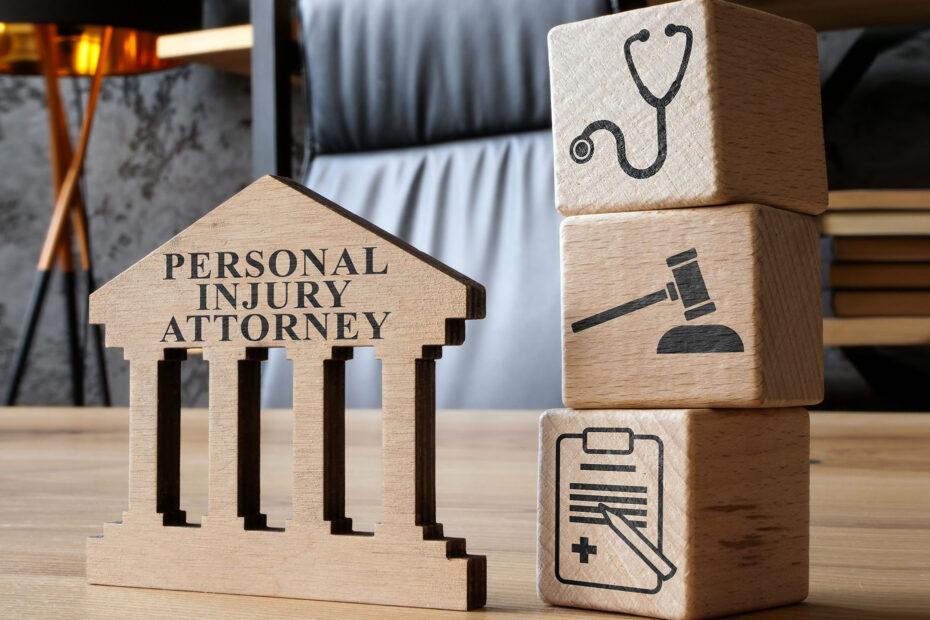 Wooden blocks displaying personal injury symbols next to a 'Personal Injury Attorney' sign - Cobb Personal Injury